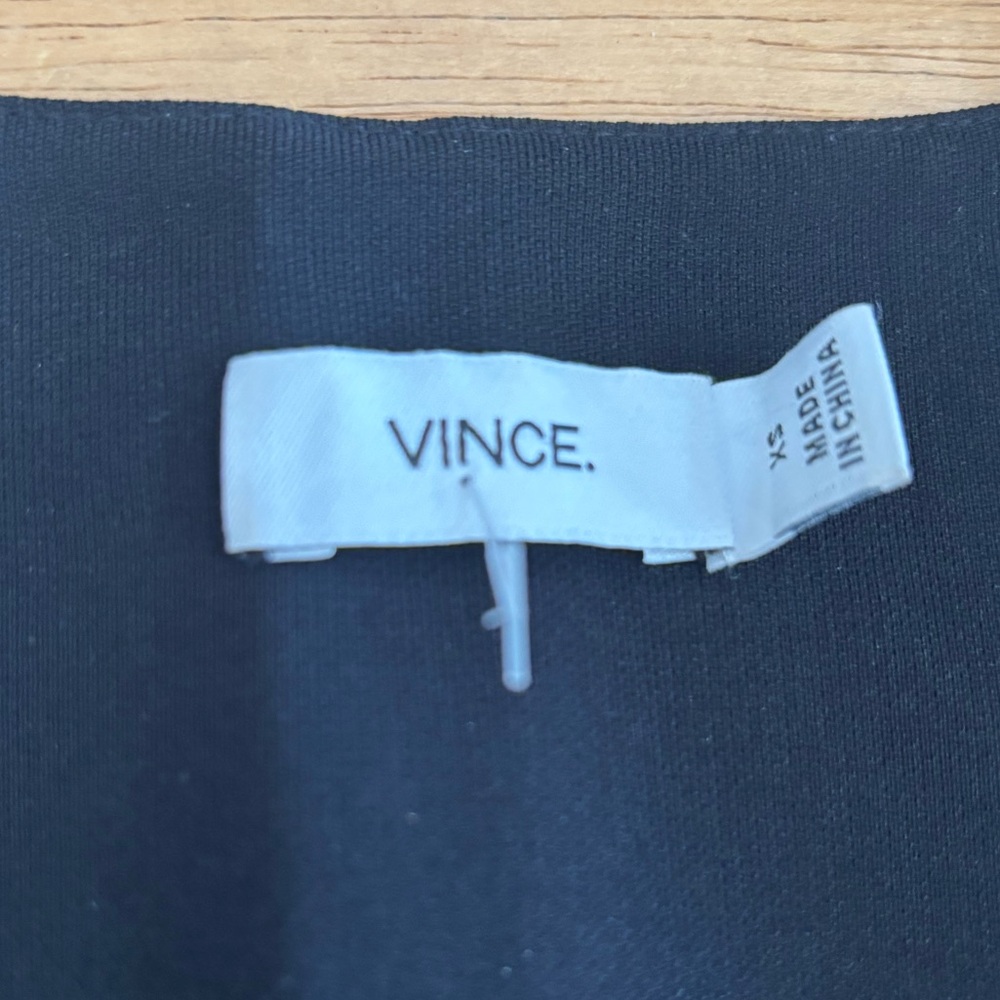 Vince Solid Black Draped Zip Front Sleeveless Blo… - image 4